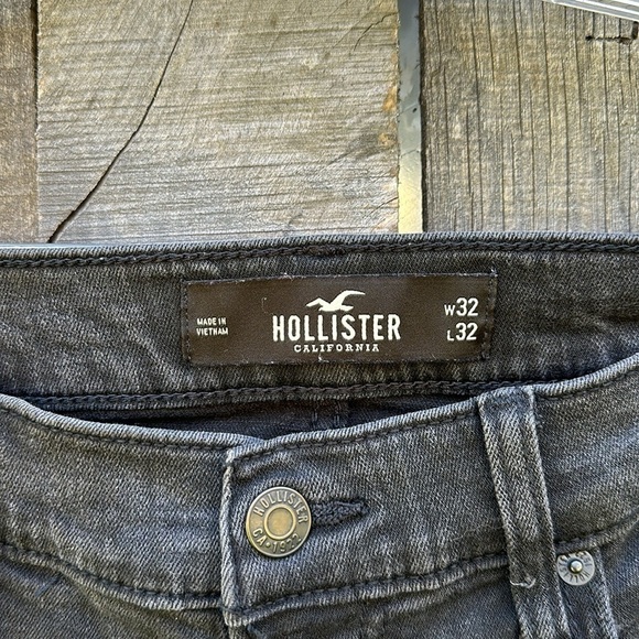 Men’s Hollister Slim straight Advanced Stretch Black Distressed Jean size 32x32 - Picture 5 of 9
